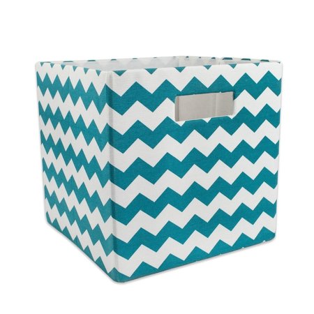 CONVENIENCE CONCEPTS 13 x 13 x 13 in. Chevron Square Polyester Storage Cube, Teal HI2567884